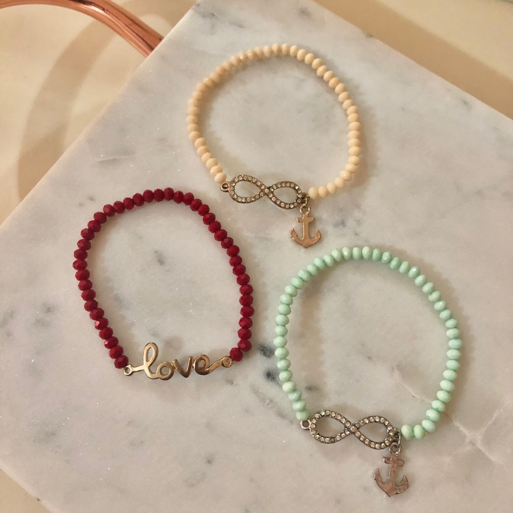 Beaded Love and Infinity Charm Bracelets